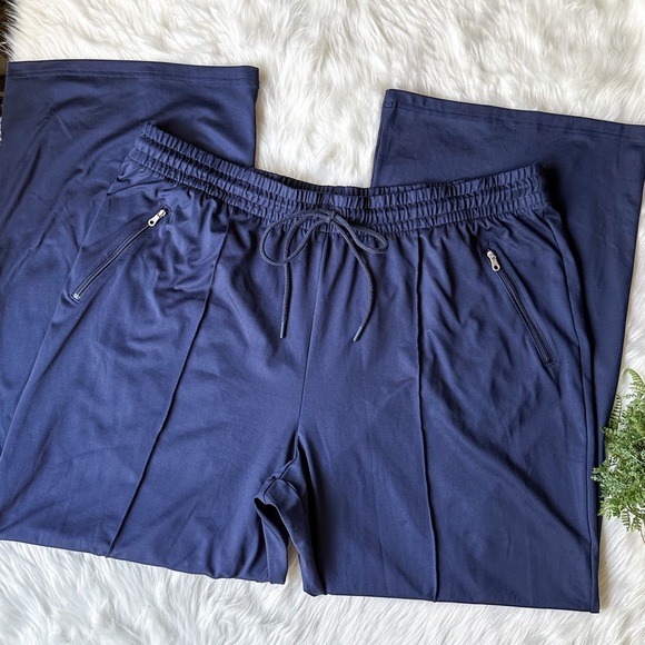 aerie Pants - OFFLINE Aerie Tricot On-the-Go Navy Blue Wide Leg Activewear Track Pants XXL 2XL